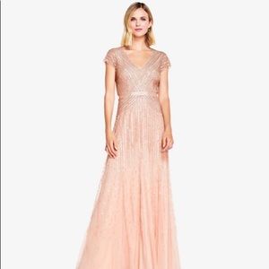 Adrianna Papell Beaded v-neck gown